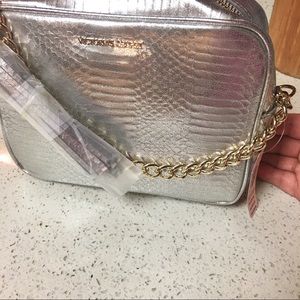 NWT Victoria’s Secret silver bag w/ gold chain
